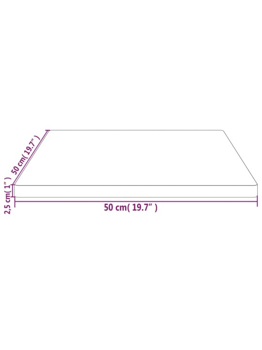 Stolní deska bílá 50x50x2,5 cm masivní borové dřevo čtvercová