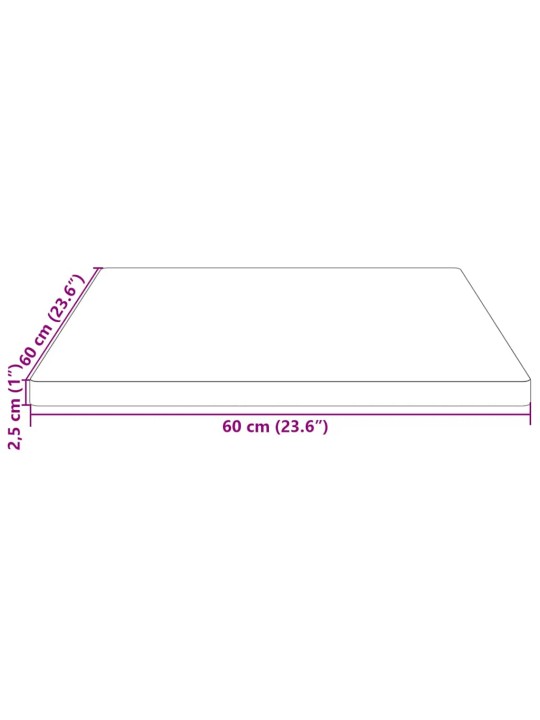 Stolní deska bílá 60x60x2,5 cm masivní borové dřevo čtvercová