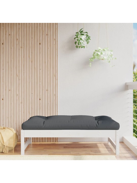Zahradní podnožka bílá 120 x 80 cm masivní borové dřevo