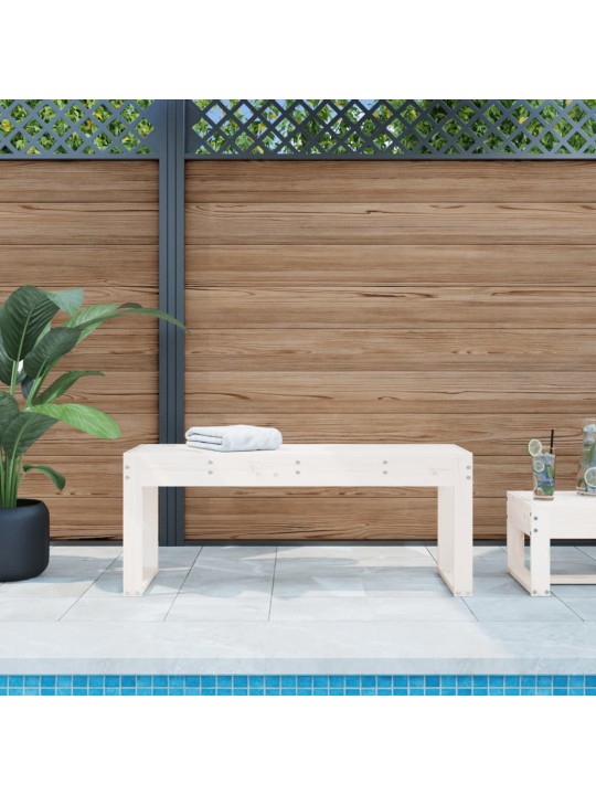 Zahradní lavice bílá 110 x 38 x 45 cm masivní borové dřevo