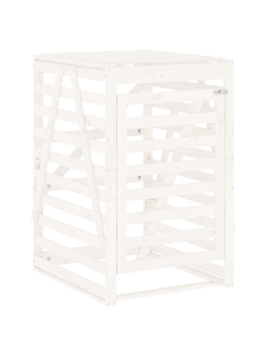 Úložný box na popelnici bílý 84x90x128,5 cm masivní borovice