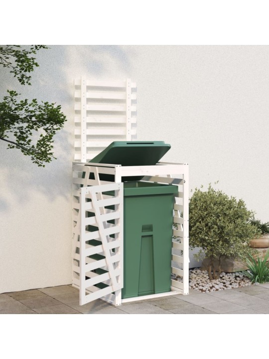 Úložný box na popelnici bílý 84x90x128,5 cm masivní borovice