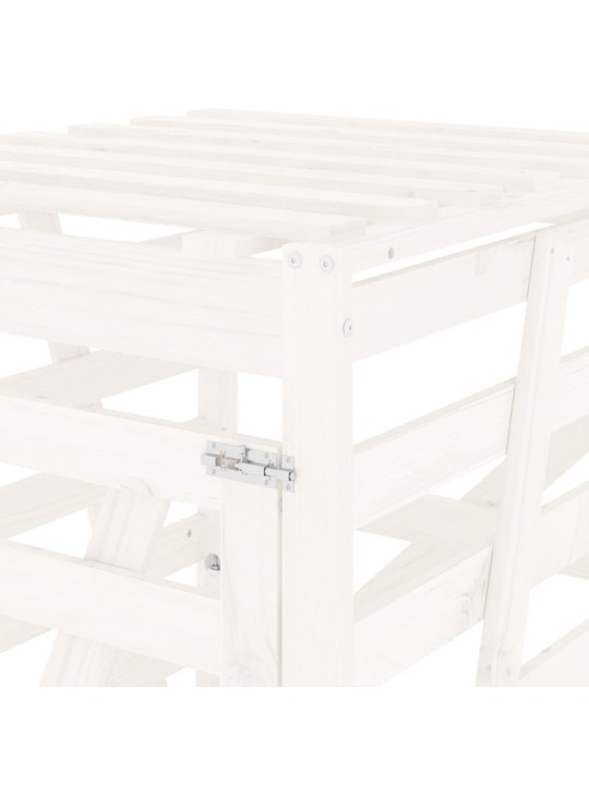 Úložný box na popelnici bílý 84x90x128,5 cm masivní borovice