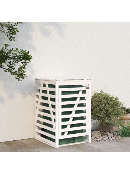 Úložný box na popelnici bílý 84x90x128,5 cm masivní borovice