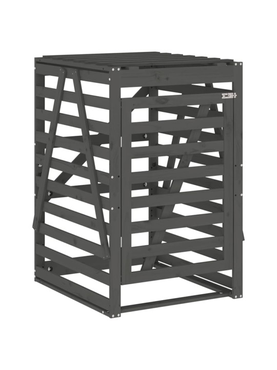 Úložný box na popelnici šedý 84x90x128,5 cm masivní borovice