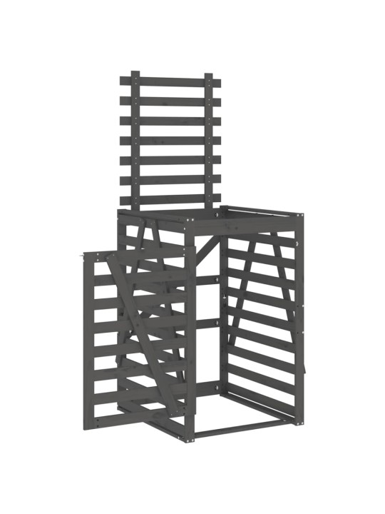 Úložný box na popelnici šedý 84x90x128,5 cm masivní borovice