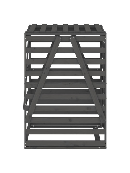 Úložný box na popelnici šedý 84x90x128,5 cm masivní borovice