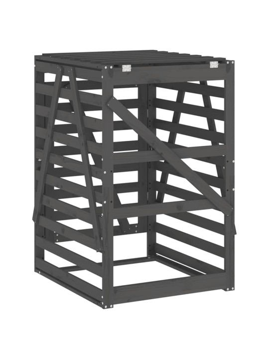 Úložný box na popelnici šedý 84x90x128,5 cm masivní borovice