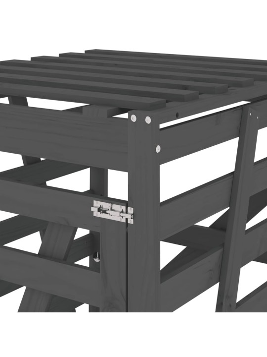 Úložný box na popelnici šedý 84x90x128,5 cm masivní borovice