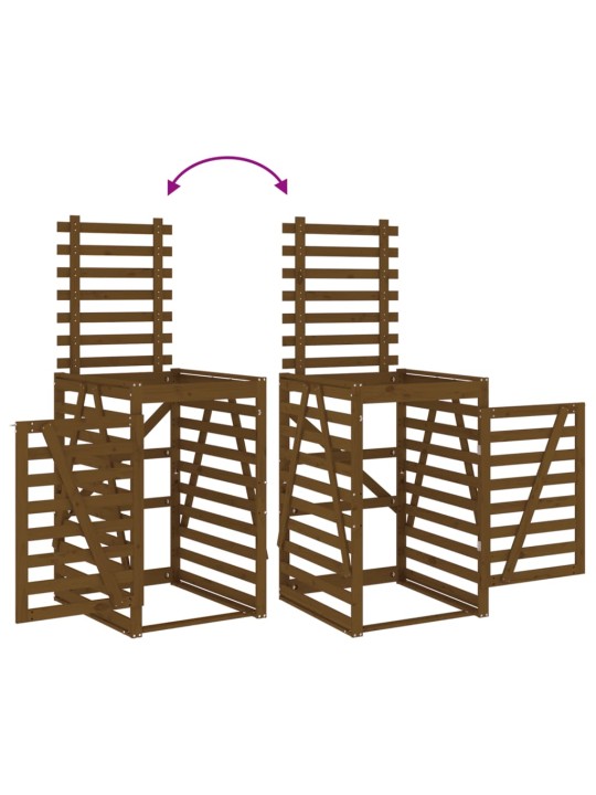 Úložný box na popelnici hnědý 84x90x128,5 cm masivní borovice