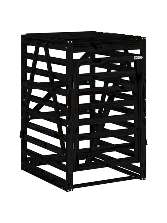 Úložný box na popelnici černý 84x90x128,5 cm masivní borovice