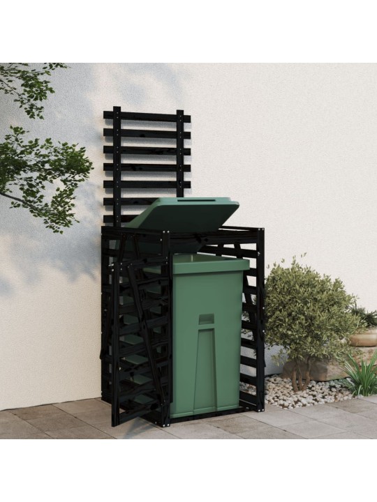 Úložný box na popelnici černý 84x90x128,5 cm masivní borovice