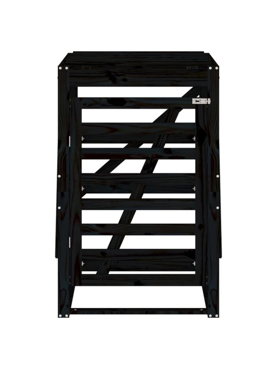 Úložný box na popelnici černý 84x90x128,5 cm masivní borovice
