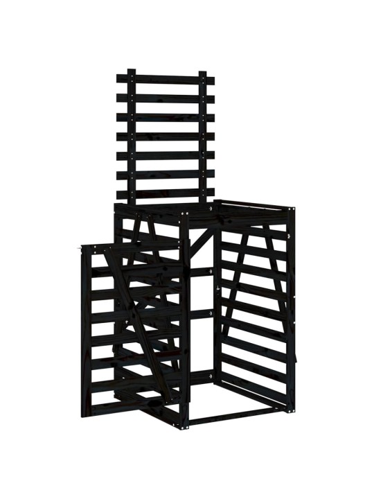 Úložný box na popelnici černý 84x90x128,5 cm masivní borovice