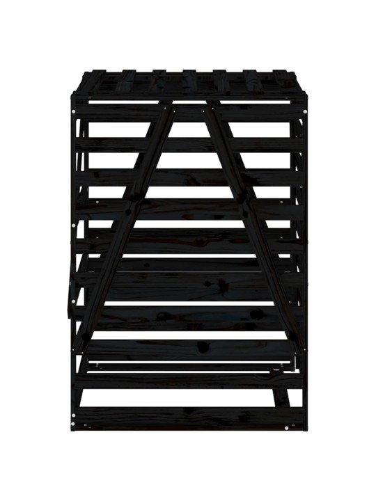 Úložný box na popelnici černý 84x90x128,5 cm masivní borovice