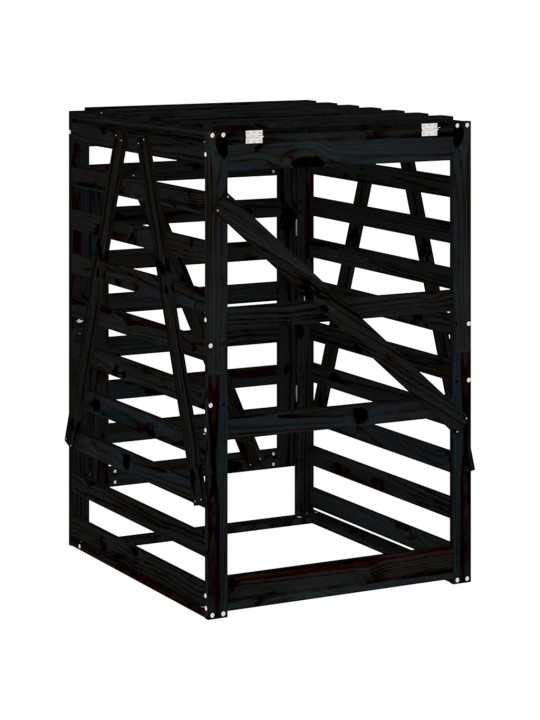 Úložný box na popelnici černý 84x90x128,5 cm masivní borovice