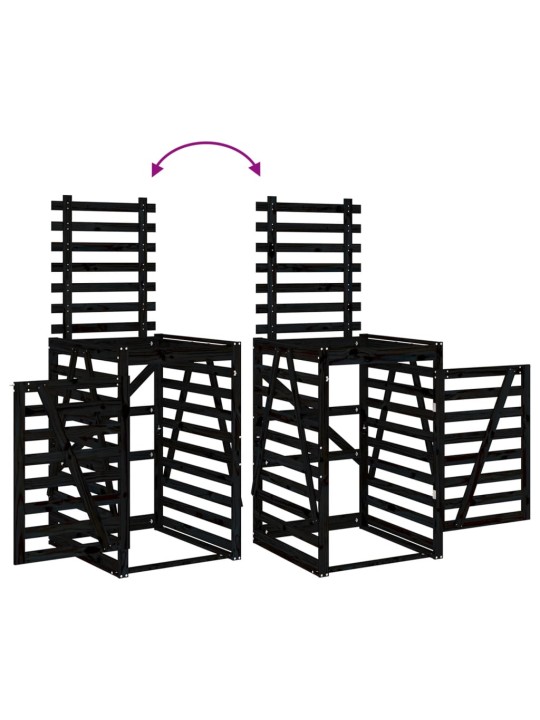 Úložný box na popelnici černý 84x90x128,5 cm masivní borovice