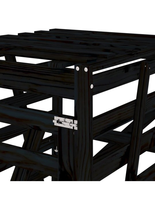 Úložný box na popelnici černý 84x90x128,5 cm masivní borovice