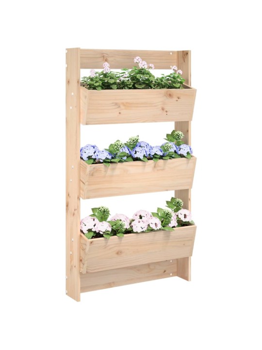 Nástěnný truhlík 3patrový 60 x 18,5 x 110 cm masivní borovice