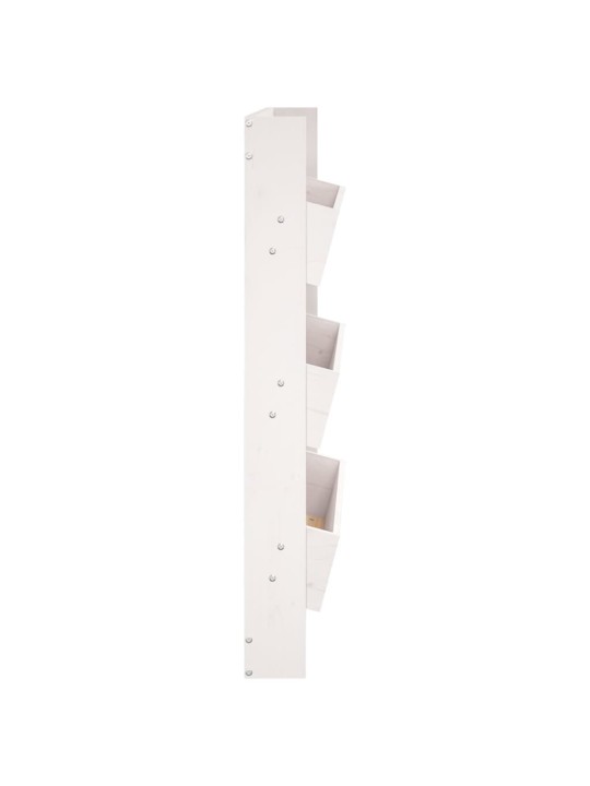 Nástěnný truhlík 3patrový 60x18,5x110 cm bílý masivní borovice