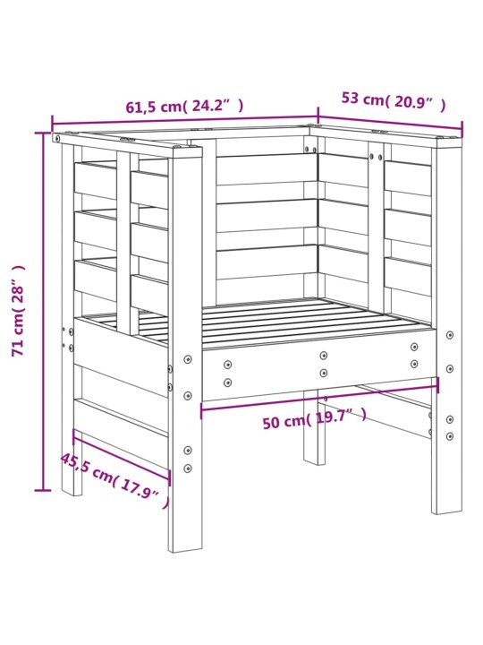 Zahradní židle 2 ks 61,5 x 53 x 71 cm masivní borové dřevo