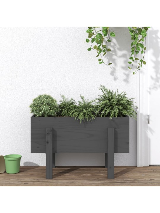 Zahradní truhlík šedý 62 x 30 x 38 cm masivní borové dřevo