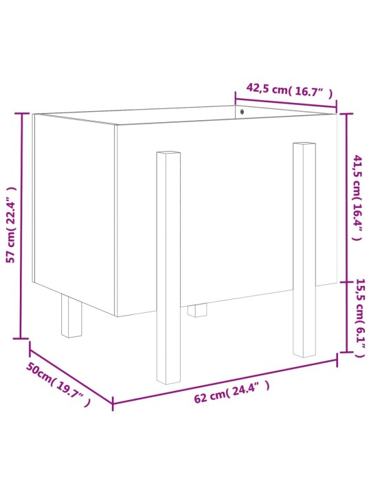 Zahradní truhlík bílý 62 x 50 x 57 cm masivní borové dřevo