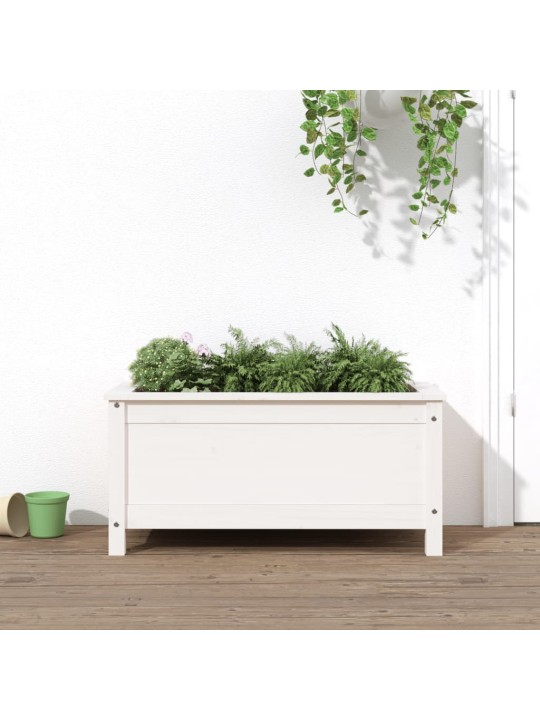 Zahradní truhlík bílý 82,5 x 40 x 39 cm masivní borové dřevo