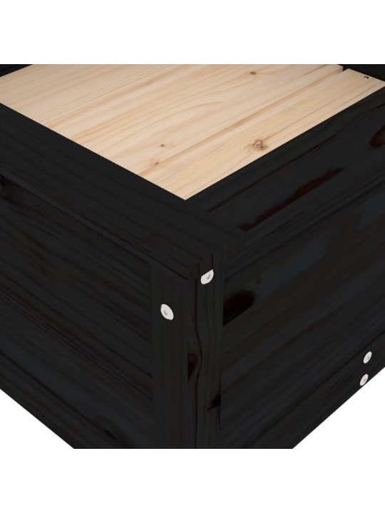 Zahradní truhlík černý 82,5 x 82,5 x 39 cm masivní borové dřevo