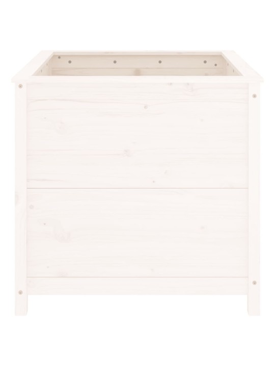 Zahradní truhlík bílý 82,5 x 82,5 x 78 cm masivní borové dřevo