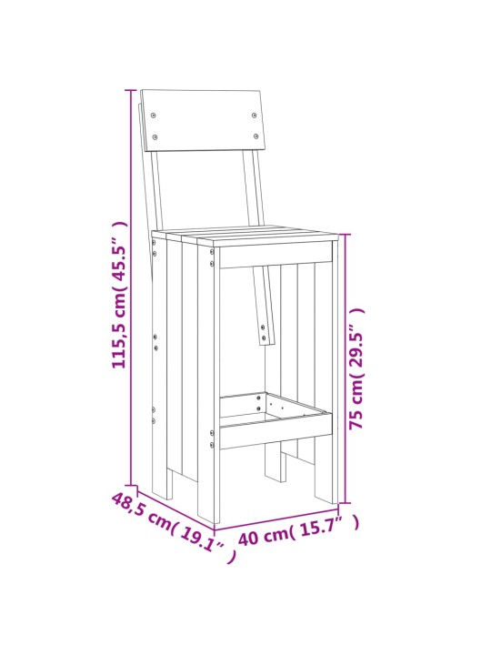 Barové stoličky 2 ks 40 x 48,5 x 115,5 cm masivní borové dřevo
