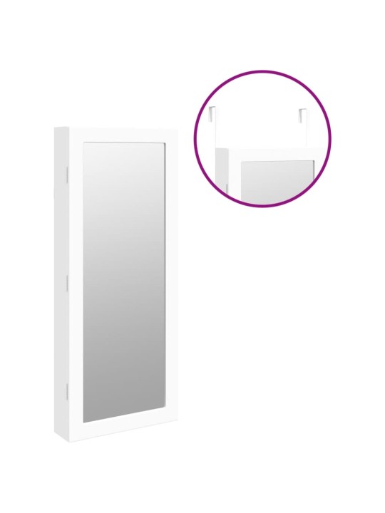Zrcadlová šperkovnice s LED světly nástěnná bílá