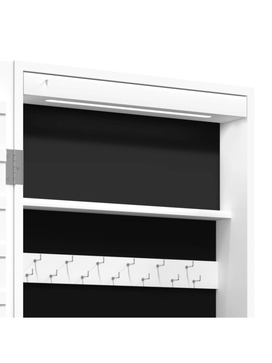 Zrcadlová šperkovnice s LED světly nástěnná bílá