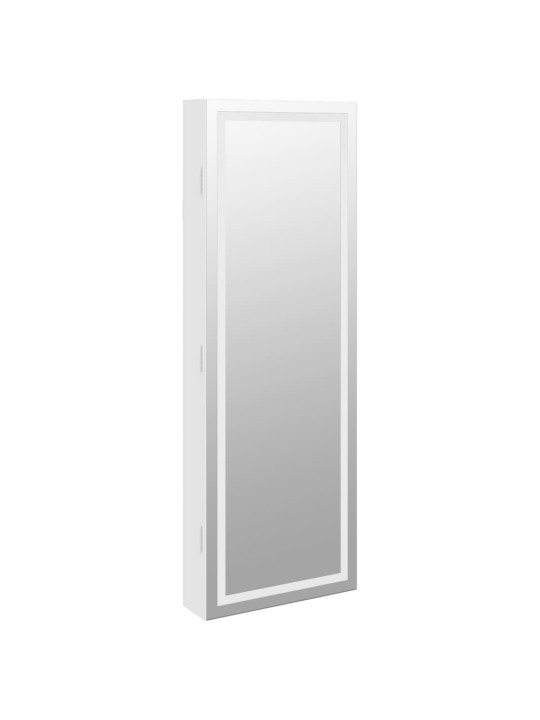 Zrcadlová šperkovnice s LED světly nástěnná bílá