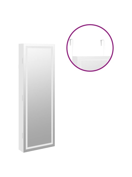 Zrcadlová šperkovnice s LED světly nástěnná bílá