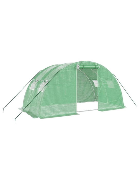 Skleník s ocelovým rámem zelený 8 m² 4 x 2 x 2 m