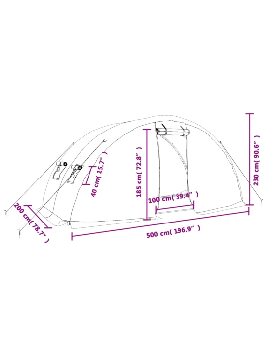 Skleník s ocelovým rámem zelený 10 m² 5 x 2 x 2,3 m