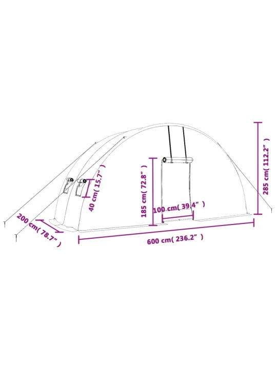 Skleník s ocelovým rámem bílý 12 m² 6 x 2 x 2,85 m
