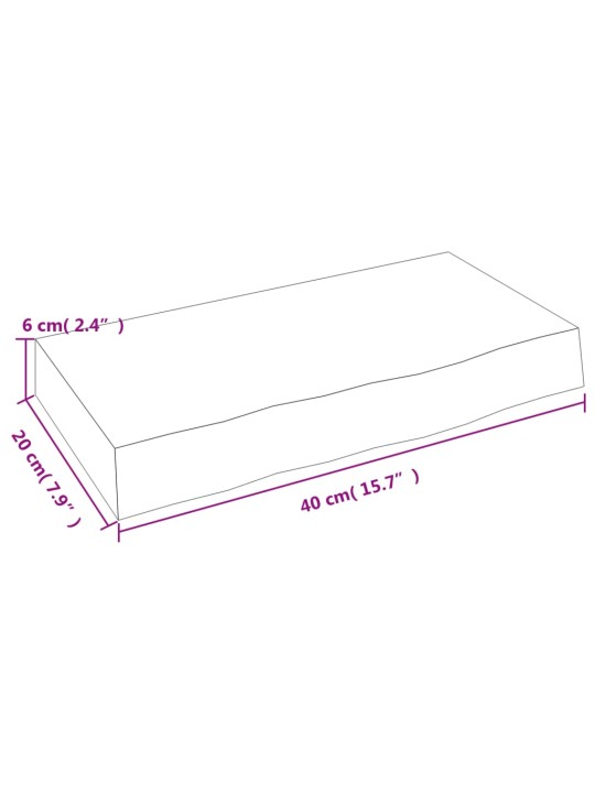 Nástěnná police 40 x 20 x 6 cm neošetřené masivní dubové dřevo