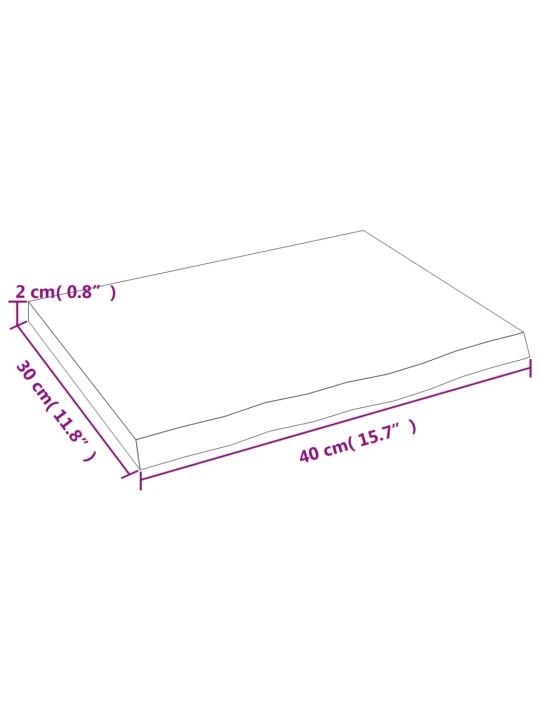 Nástěnná police 40 x 30 x 2 cm neošetřené masivní dubové dřevo