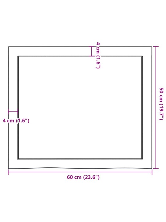 Nástěnná police 60x50x(2-4) cm neošetřené masivní dubové dřevo