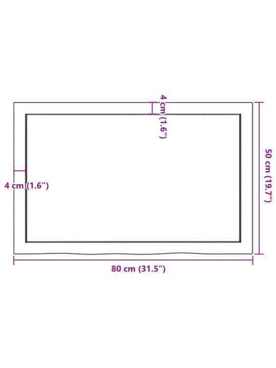 Nástěnná police 80x50x(2-6) cm neošetřené masivní dubové dřevo