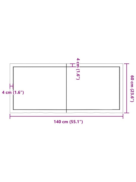 Nástěnná police 140x60x(2-6) cm neošetřené masivní dubové dřevo