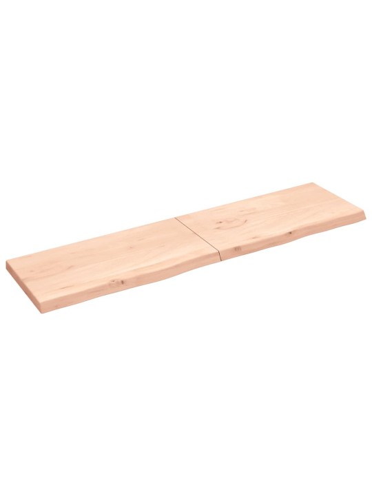 Nástěnná police 200x50x(2-6) cm neošetřené masivní dubové dřevo