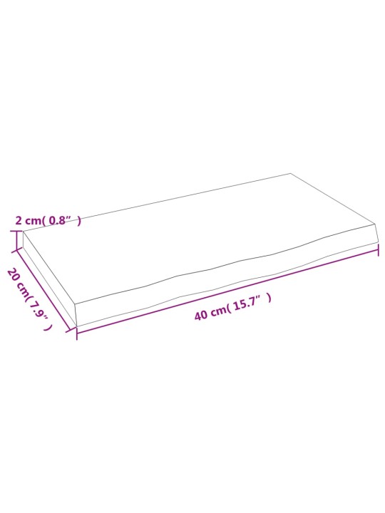 Nástěnná police světle hnědá 40x20x2 cm ošetřený masivní dub
