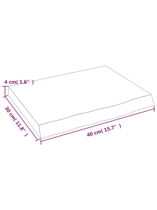 Nástěnná police světle hnědá 40x30x(2-4)cm ošetřený masivní dub