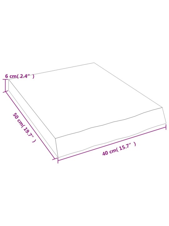 Nástěnná police světle hnědá 40x50x(2-6)cm ošetřený masivní dub