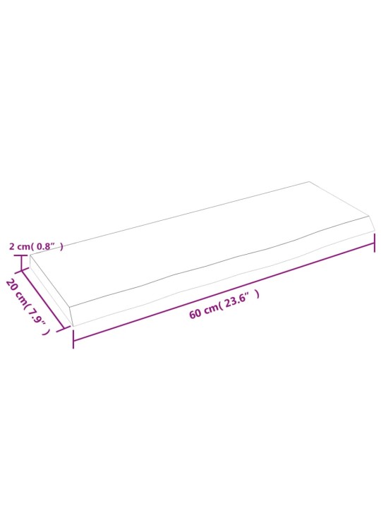 Nástěnná police světle hnědá 60x20x2 cm ošetřený masivní dub