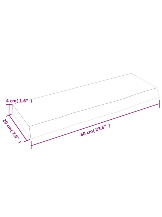 Nástěnná police světle hnědá 60x20x4 cm ošetřený masivní dub