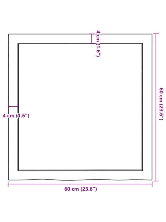 Nástěnná police světle hnědá 60x60x(2-6)cm ošetřený masivní dub